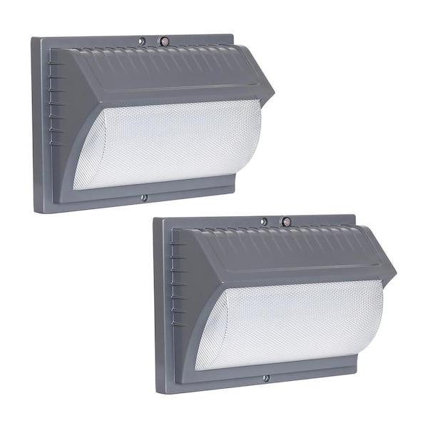 LED Security Light in Gray Honeywell Wall Pack 2000 Lumen 5000K