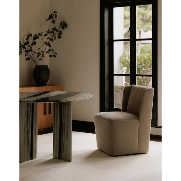 Zadie Warm Sand Rolling Dining Chair, Performance Fabric with 360° Swivel