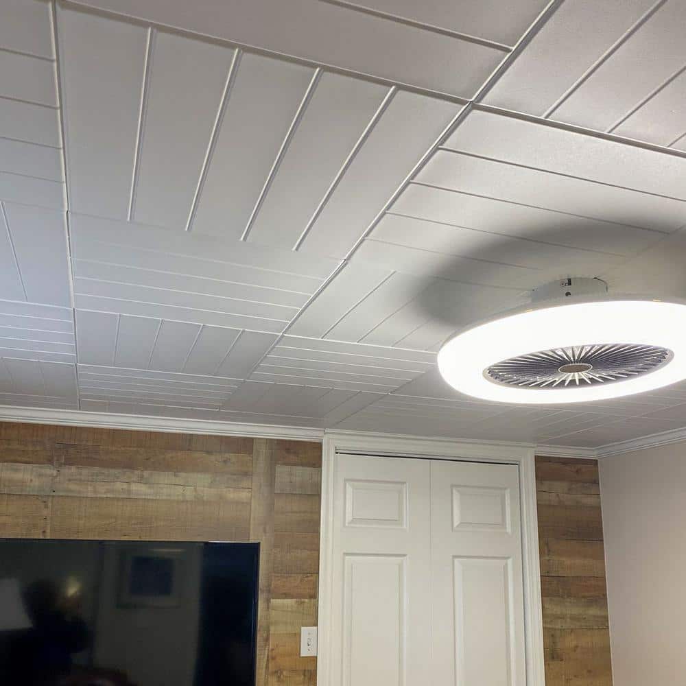 Ultra Pure White Foam Glue-Up Ceiling Tiles, 19.63" Square, 96-Pack