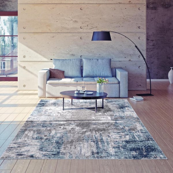 Luxe Weavers Euston Collection D.Blue-L.Blue 4x5 Modern Abstract Area Rug