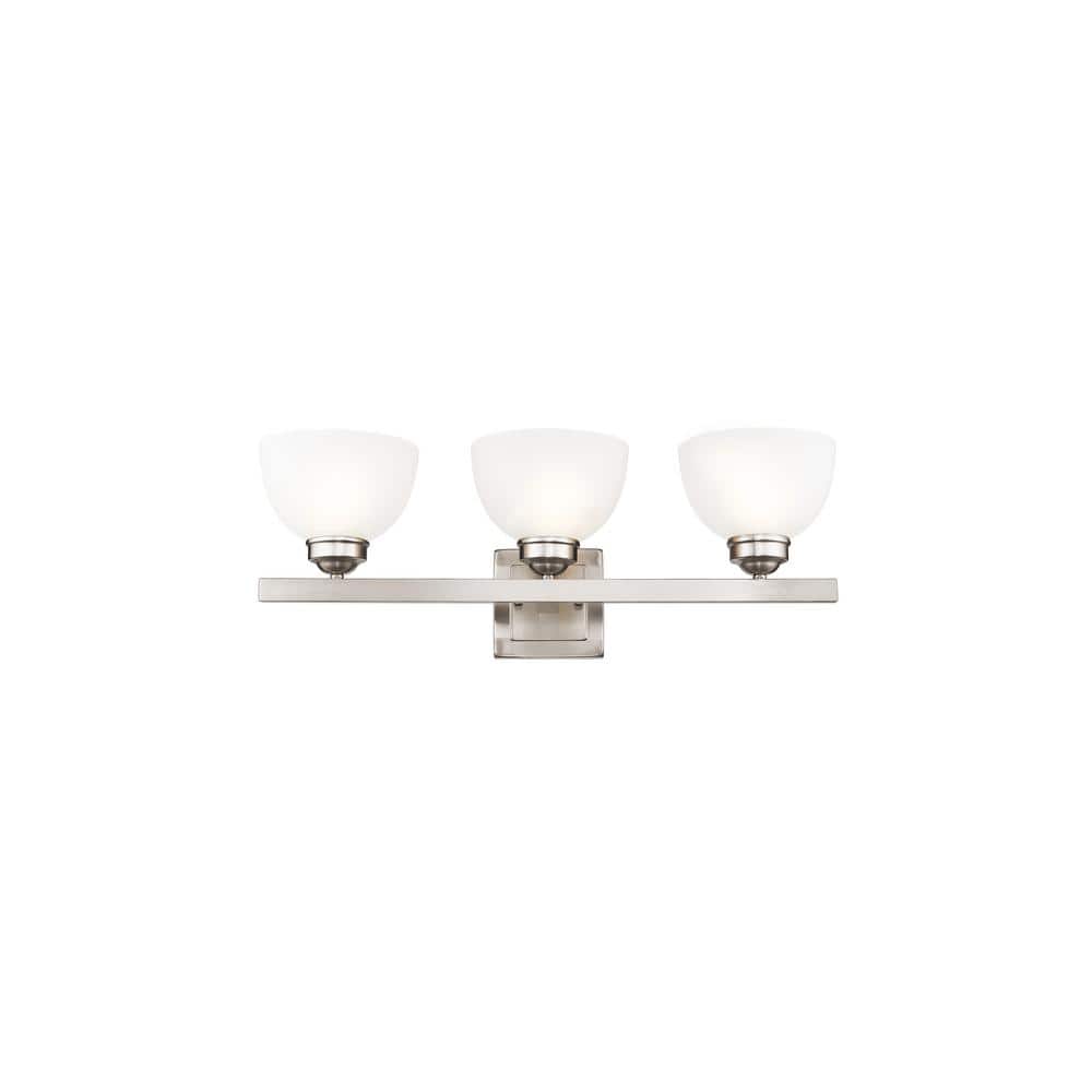 Somerset Brushed Nickel 3-Light Bath Vanity with Satin Glass