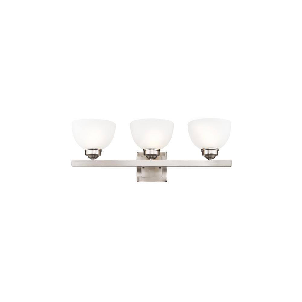 Somerset Brushed Nickel 3-Light Bath Vanity with Satin Glass