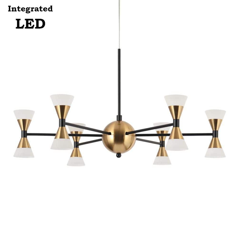 Modern 12-Light Integrated LED Brass and Black Sputnik Chandelier, Contemporary Dining Room Pendant Light with Acrylic price history on PriceWatchPro