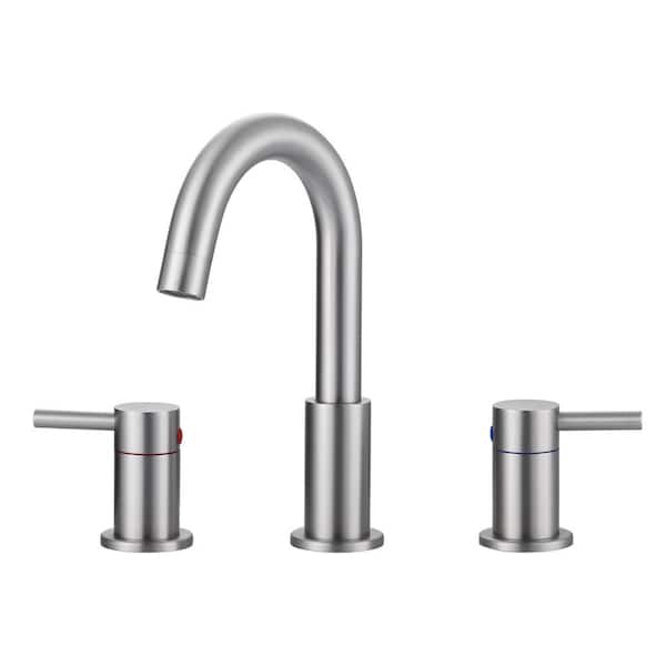 ARCORA 8 in. Widespread Double Handle Bathroom Faucet in Brushed Nickel