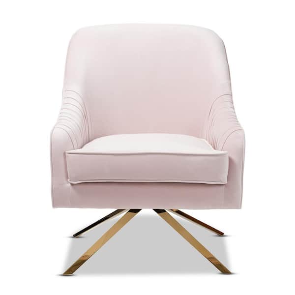 Baxton Studio Amaya Light Pink and Gold Fabric Lounge Chair