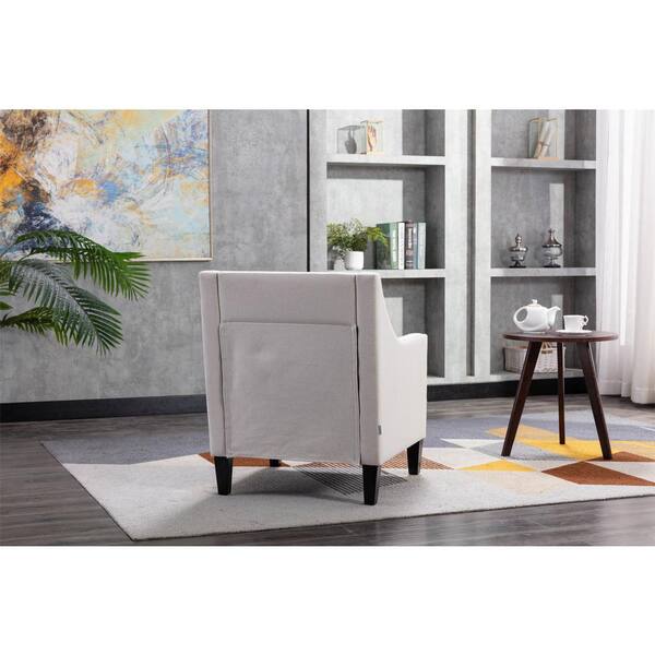 HOMEFUN Beige Linen Fabric Upholstered Accent Arm Chair with Nailheads and  Solid Wooden Legs HFHDSN-814BG - The Home Depot