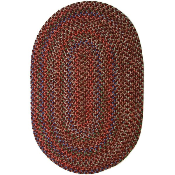 Kennebunkport Burgundy Multi 2 ft. x 3 ft. Oval Indoor/Outdoor Braided Area Rug