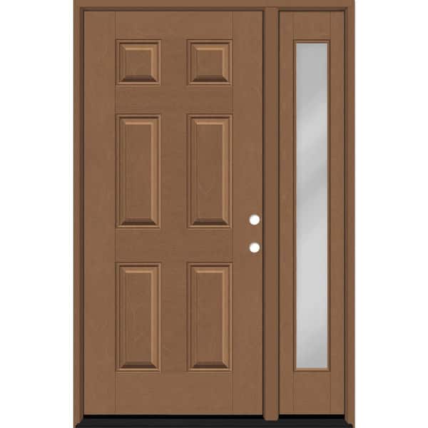 Steves & Sons Regency 49 in. x 80 in. 6-Panel LHIS Autumn Wheat Stain Mahogany Fiberglass Prehung Front Door w/ Clear 10 in. SL 6-9/16