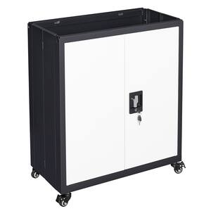 Black Metal 26.1 in. W Vertical File Cabinet, 1 Shelf Mobile Storage File Cabinet with Lock