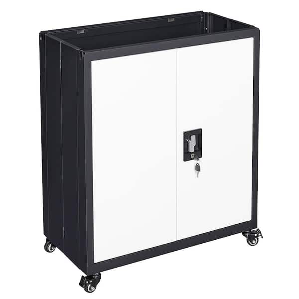 Aoibox Black Metal 26.1 in. W Vertical File Cabinet, 1 Shelf Mobile Storage File Cabinet with Lock