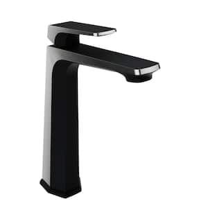 Single-Handle Single-Hole Bathroom Vessel Sink Faucet with Pop-Up Drain in Matte Black and Brushed Nickel