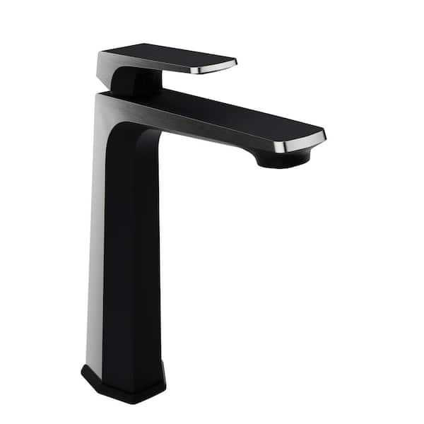 ANZZI Single-Handle Single-Hole Bathroom Vessel Sink Faucet with Pop-Up Drain in Matte Black and Brushed Nickel