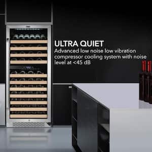 92-Bottle Built In Stainless Steel Dual Zone Compressor Wine Cooler with Display Rack and LED Display