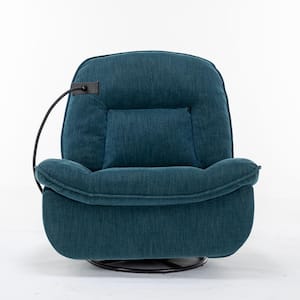 Lake Green Chenille Fabric Swivel Recliner with Mobile Phone Bracket