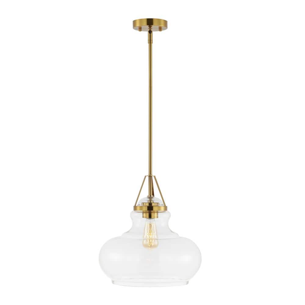 SAFAVIEH Salud 4-Watt 1-Light Clear Pendant Light with Glass Shade ...
