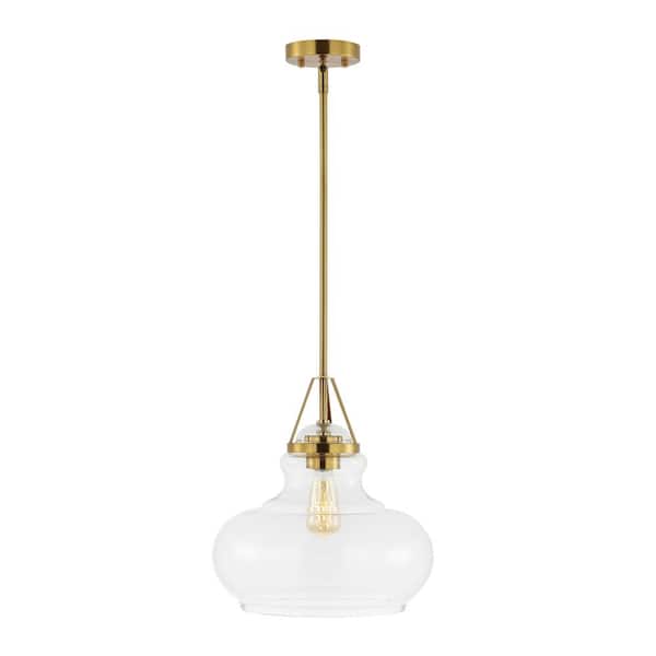 SAFAVIEH Salud 4-Watt 1-Light Clear Pendant Light with Glass Shade