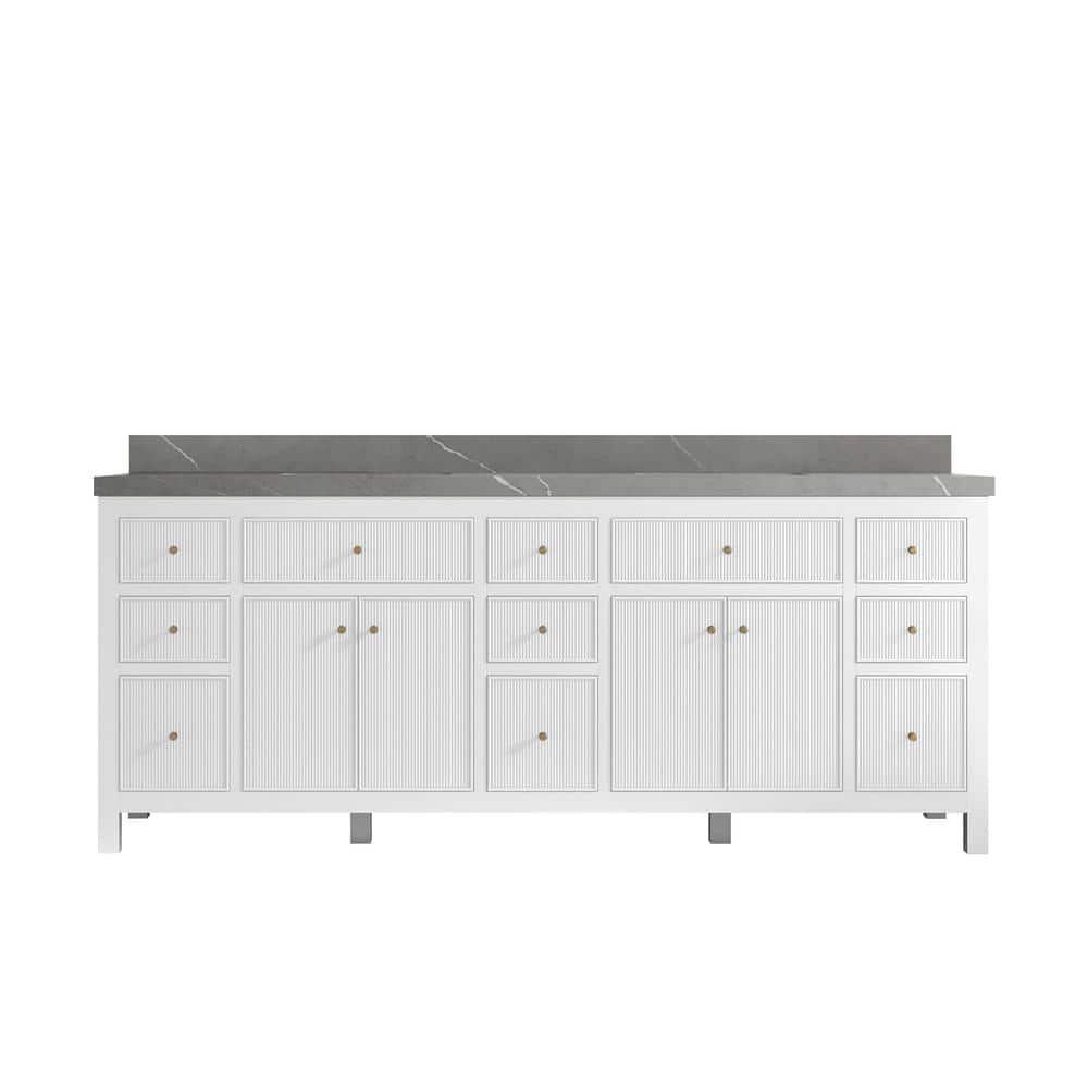 "Sonoma 84 in. W x 22 in. D x 36 in. H Double Sink Bath Vanity in White with 2"" Piatra Quartz Top" price history on PriceWatchPro
