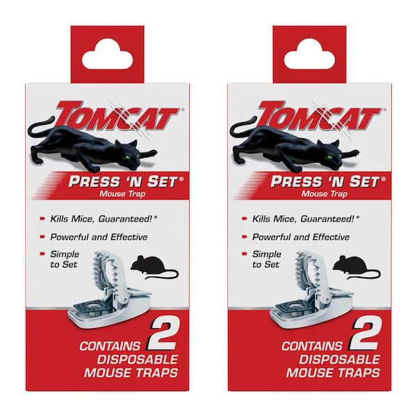 Press 'N Set Mouse Trap, Plastic, Spring-Loaded Mouse Killer with Grab Tab, Indoor or Outdoor Use (Two 2-Packs)