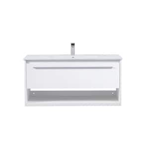 Simply Living 40 in. W x 18.31 in. D x 19.69 in. H Bath Vanity in White with White Resin Top