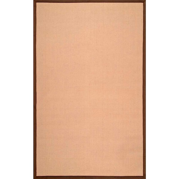 nuLOOM Laurel Solid Bordered Jute Brown 9 ft. x 12 ft. Area Rug