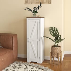 White 47 in. Farmhouse Storage Cabinet with Adjustable Shelf, Single Barn Door