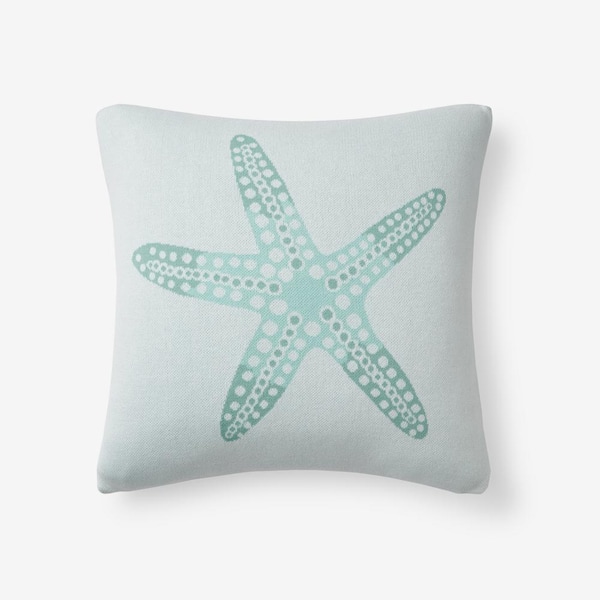 The Company Store Summer Knit Starfish Blue 20 in. x 20 in. Throw Pillow