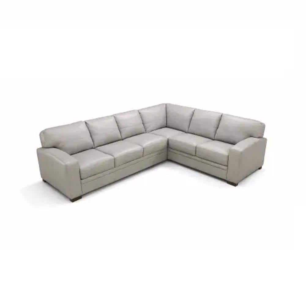 Acme Furniture Goma 39 in. Straight Arm 1 -piece Leather L-Shaped Sectional  Sofa in. Light Gray Top Grain Leather LV02195 - The Home Depot