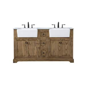 Simply Living 60 in. W x 22 in. D x 34.75 in. H Bath Vanity in Driftwood with Carrara White Marble Top