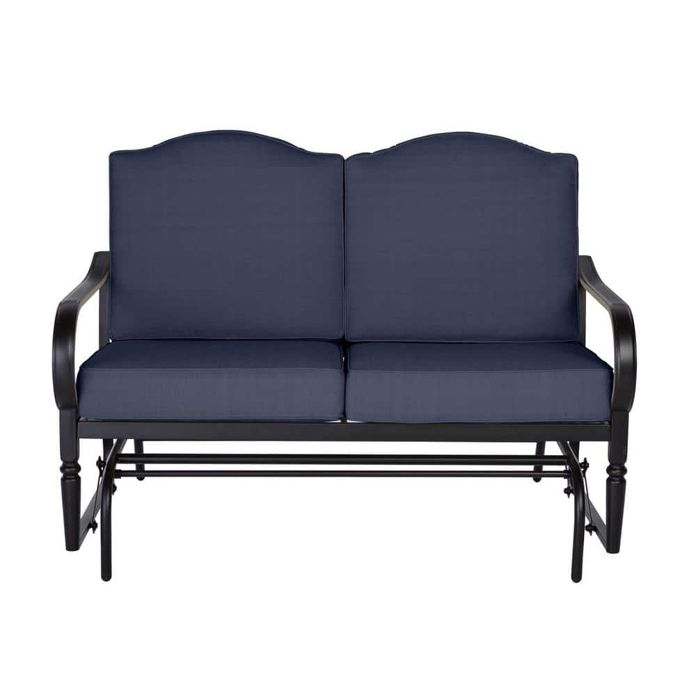 Have A Question About Hampton Bay Laurel Oaks Black Steel Outdoor Patio Glider With Cushionguard