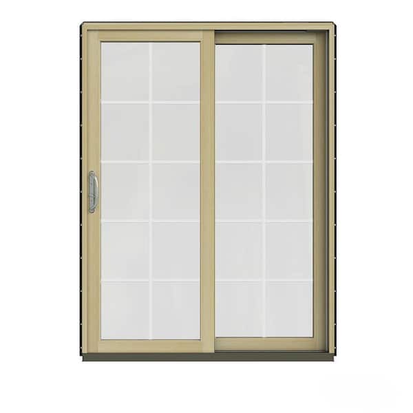 JELD-WEN 60 in. x 80 in. W-2500 Contemporary Black Clad Wood Right-Hand 10 Lite Sliding Patio Door w/Unfinished Interior
