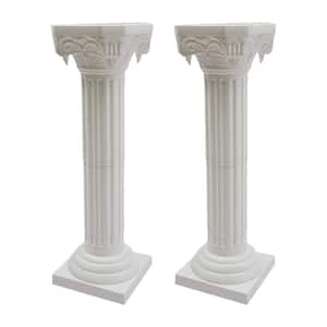 34.65 in. H White Wedding Party Event Decorative Roman Column Wedding Flower Stand (Pack of 2)