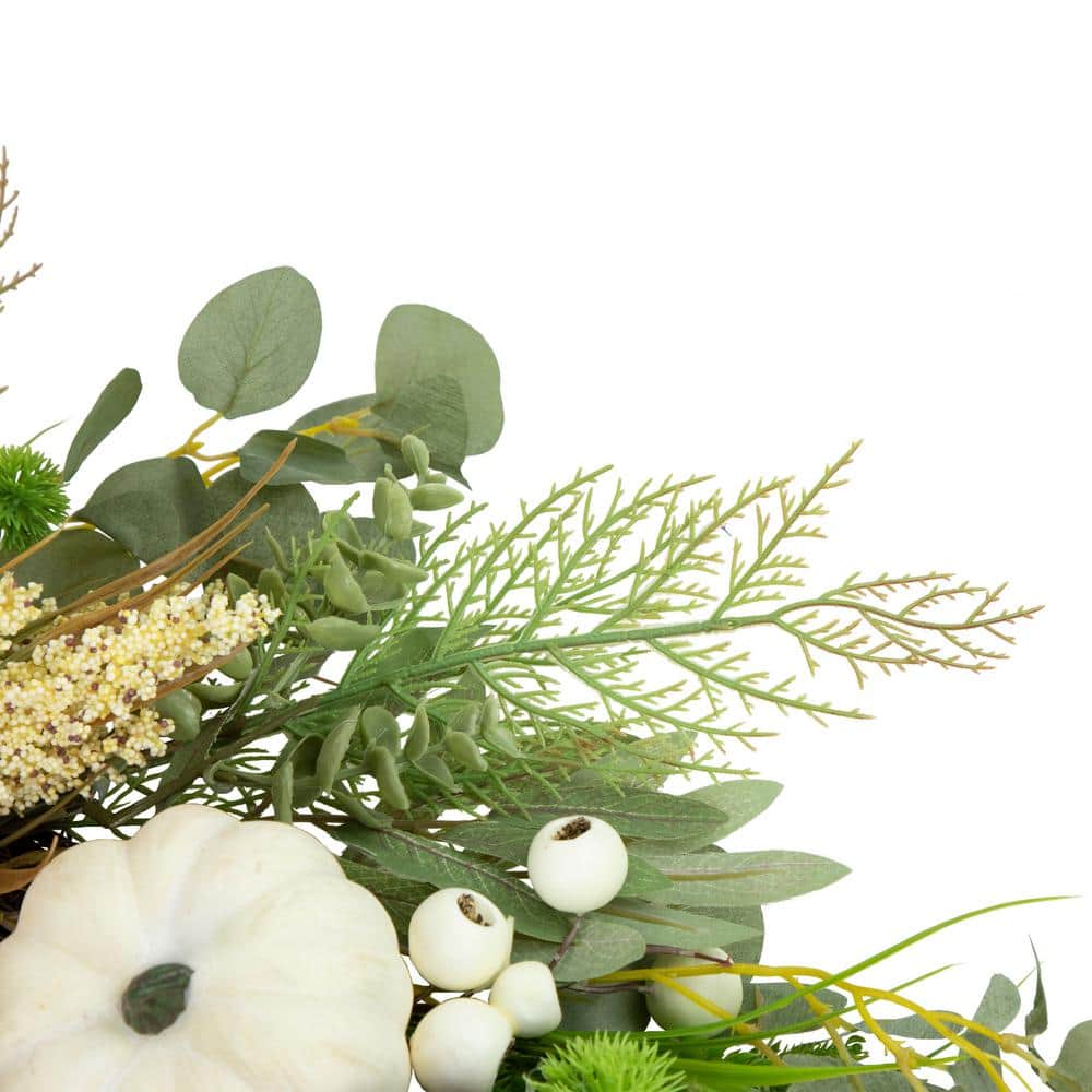 24-Inch Fall Harvest Artificial Peony and Pumpkin Wreath