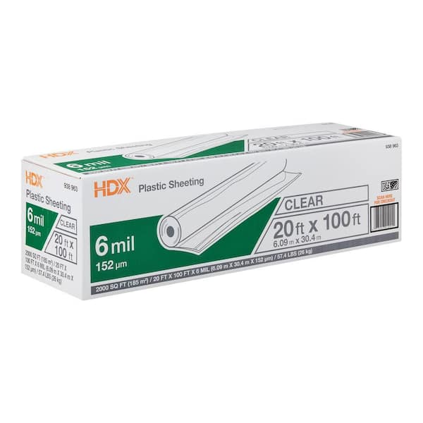 20 ft. x 100 ft. Clear 6 mil Plastic Sheeting