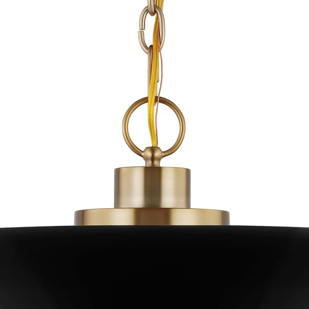 Modern Matte Black and Burnished Brass Pendant Light