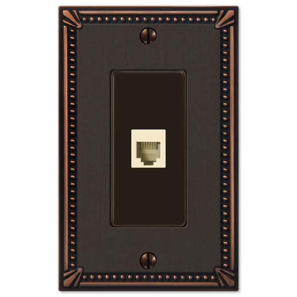 Imperial Bead 1 Gang Phone Metal Wall Plate - Aged Bronze