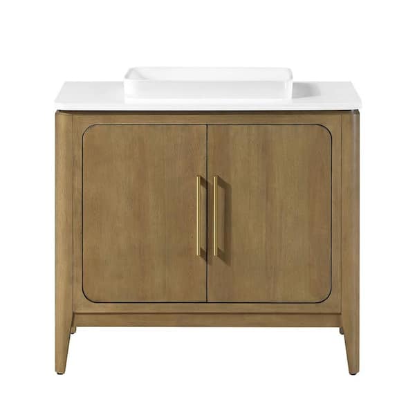 Heidi 36 in. Single Sink Freestanding Cortado Bath Vanity with White Quartz Top