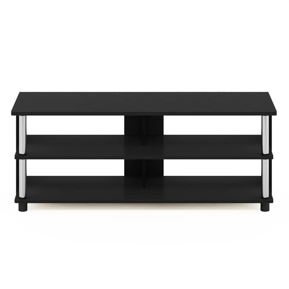 Compact Americana 48" Black Wood and Stainless Steel TV Stand