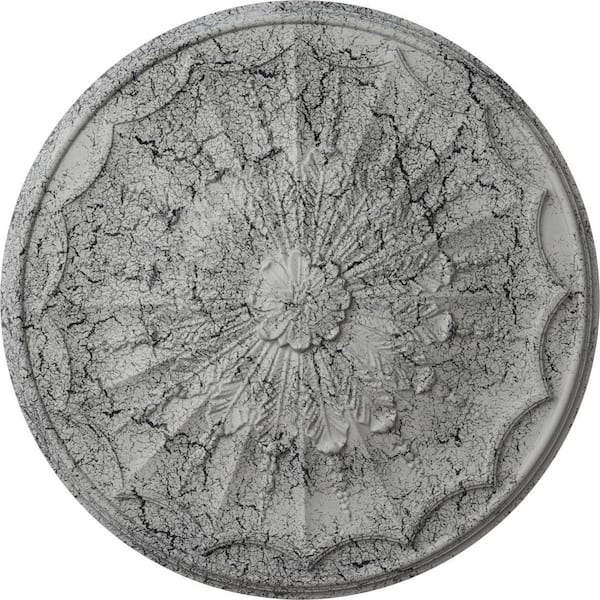 Ekena Millwork 27-1/8 in. x 2-5/8 in. Artis Urethane Ceiling Medallion, Ultra-Pure White Crackle, Ultra Pure White Crackle