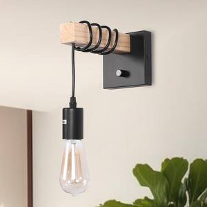 4.72 in. 1-Light Black Industrial Farmhouse Dimmable Wall Sconce for Barn Kitchen, Living Room with Switch