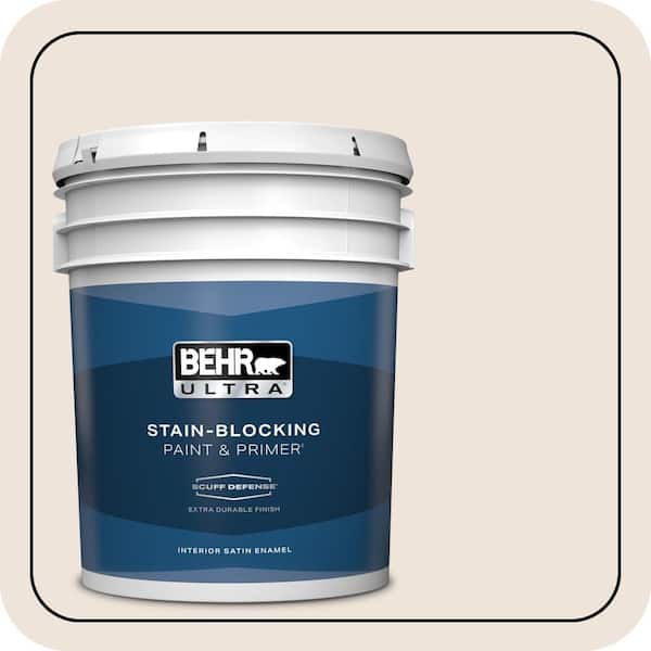 BEHR ULTRA 5 gal. #PPL-74 Vellum Parchment Extra Durable Satin Enamel Interior Paint & Primer