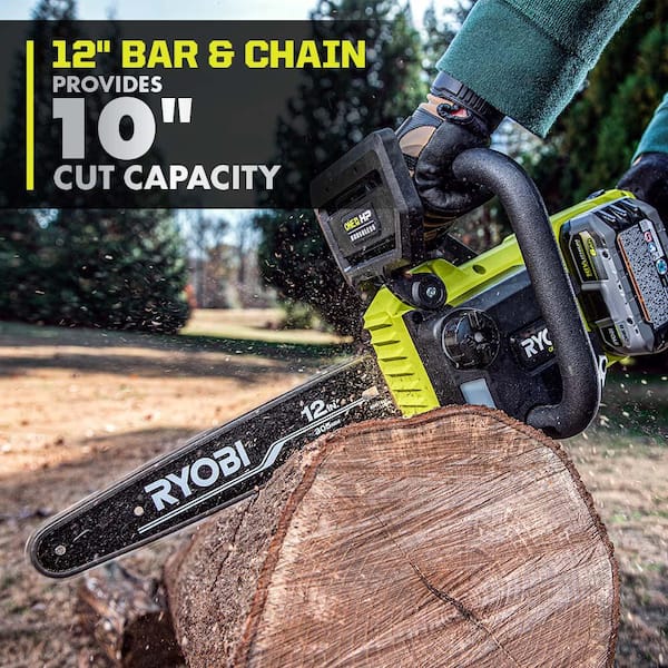 RYOBI - ONE+ HP 18V Brushless Whisper Series 12 in. Battery Chainsaw w/ Extra Chain, Bar & Chain Oil, 6.0 Ah Battery & Charger