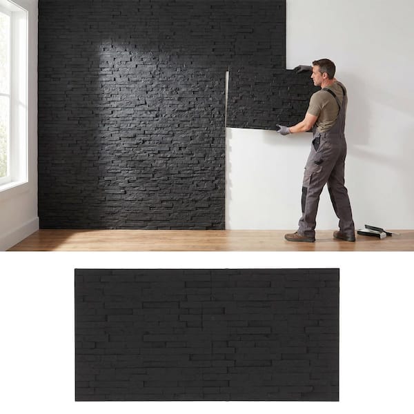 FUFU&GAGA Modern 23.6 in. W x 47.2 in. L Space Deep Black Faux