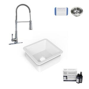 Amplify Undermount Fireclay 18.1 in. Single Bowl Bar Prep Sink with Pfister Faucet in Chrome