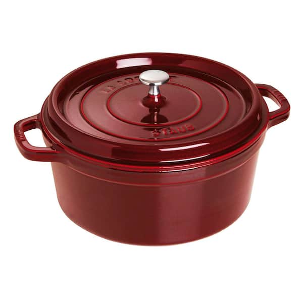Cast Iron 7-qt Round Enameled Cast Iron Dutch Oven - Grenadine