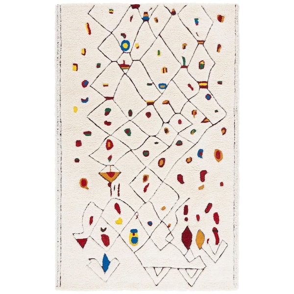 SAFAVIEH Casablanca Ivory/Red 3 ft. x 5 ft.High-Low Abstract Aztec Area ...