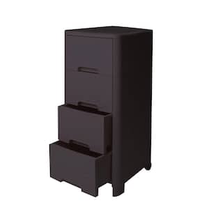 Rattan Style 4 Drawer Unit in Brown