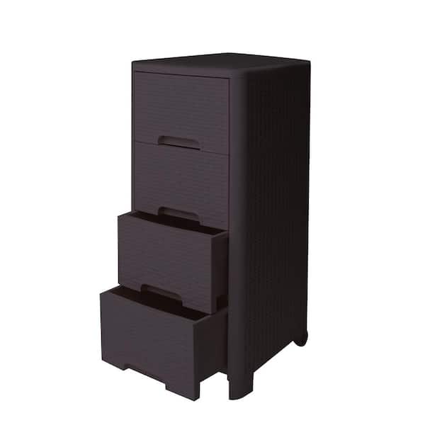 Modern Homes Rattan Style 4 Drawer Unit in Brown