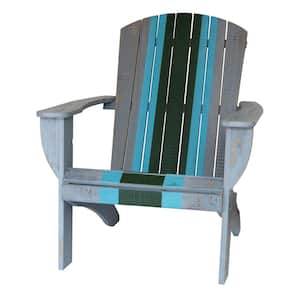 Racing Grey Cedar Extra Wide Adirondack Chair with Built-In Bottle Opener and Matching Folding Table
