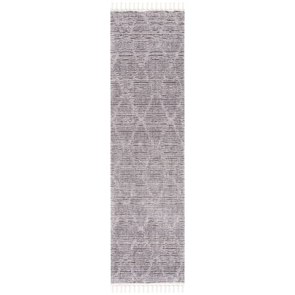 Marrakesh 2 ft. x 10 ft. Gray Diamond High-Low Runner Rug