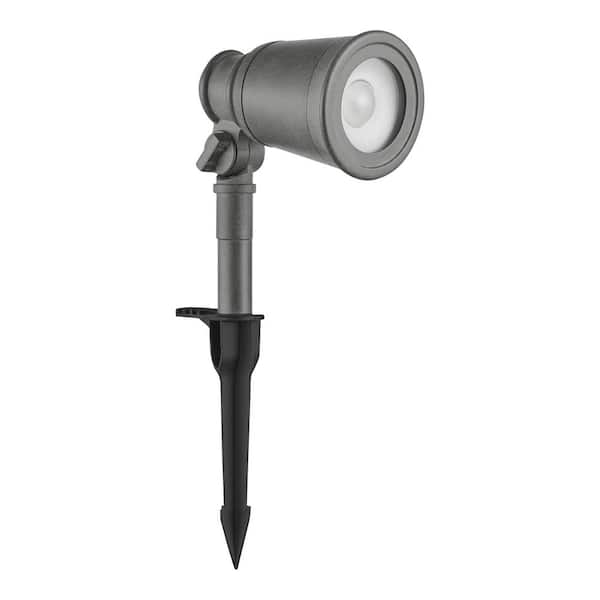 Hampton Bay Cann River 420 Lumen Low Voltage Silver Hardwired Integrated LED Outdoor Spotlight with Clear Glass